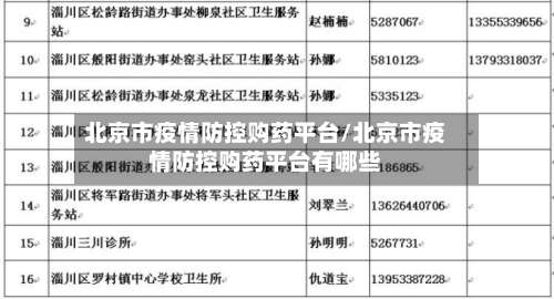 北京市疫情防控购药平台/北京市疫情防控购药平台有哪些-第2张图片